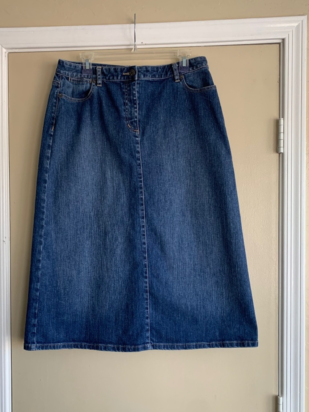 Vintage Talbots Jean MIDI Skirt Sz.12 Classic Teacher Modest 90's Y2K